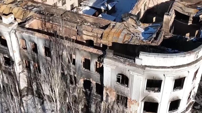 Drone footage shows scale of destruction in Bakhmut