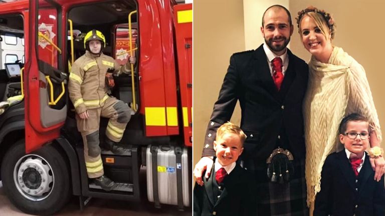 Barry Martin and his family. Pic: Scottish Fire and Rescue Service 