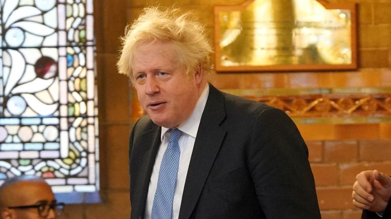 Former prime minister Boris Johnson attending an ecumenical prayer service at the Ukrainian Catholic Cathedral in London, to mark the one year anniversary of the Russian invasion of Ukraine. Picture date: Friday February 24, 2023.
