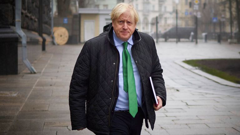 Boris Johnson in Kyiv in January 2023. Pic: AP