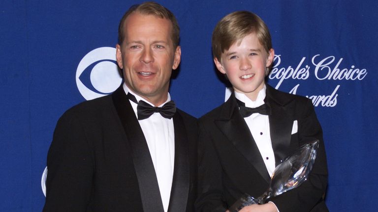 Bruce Willis with Haley Joel Osment, his co-star in The Sixth Sense