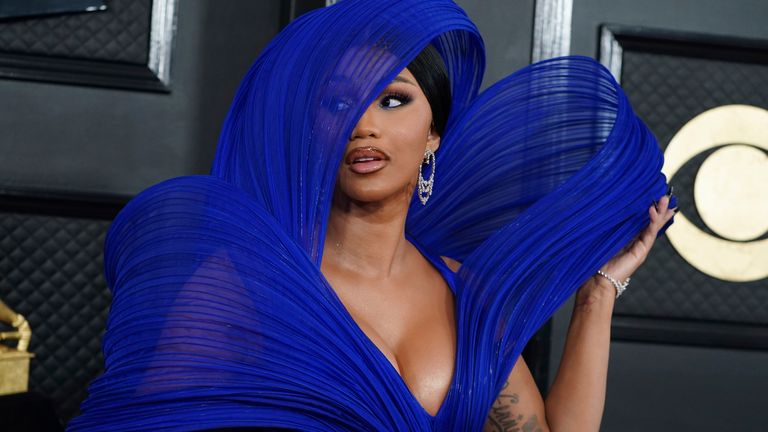 Cardi B arrives at the 65th annual Grammy Awards on Sunday, Feb. 5, 2023, in Los Angeles. (Photo by Jordan Strauss/Invision/AP)
