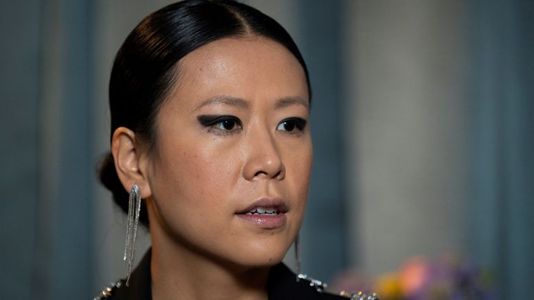 Domee Shi, director of the animated film Turning Red, attends an interview at the Oscars Luncheon at The Beverly Hilton in Los Angeles, California, U.S. February 13, 2023. REUTERS/Lauren Justice
