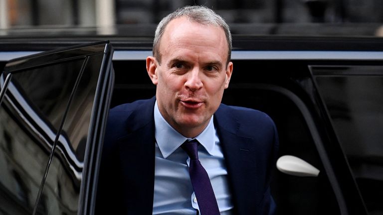 Dominic Raab Says He Behaved Professionally At All Times As Inquiry   Skynews Downing Street Dominic Raab 6049528 