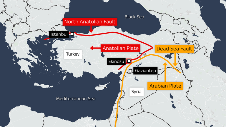 Türkiye ve Suriye üzerinden çok sayıda fay hattı geçmektedir.