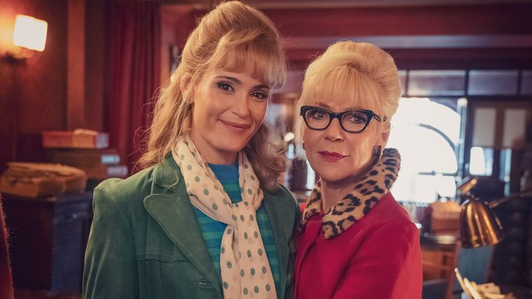 Gemma Arterton as Barbara and Morwenna Banks as Patsy in Funny Woman. Pic: Ben Blackall/Potboiler Productions/Sky UK