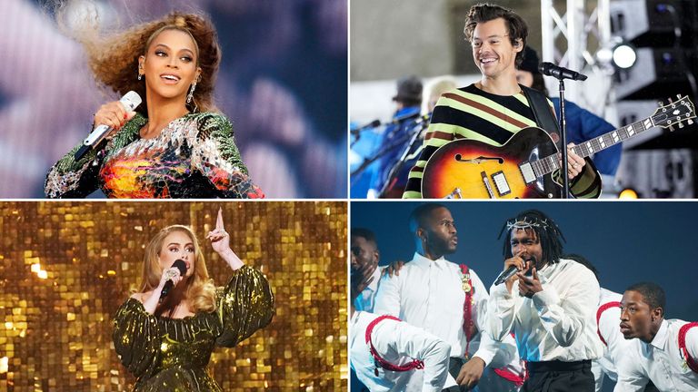 Clockwise -  Beyonce, Harry Styles,  Kendrick Lamar and Adele
Pic:Reuters/AP/Rex