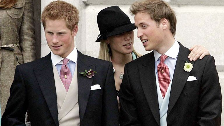 Prince Harry, Zara Phillips and Prince William outside the Guildhall.