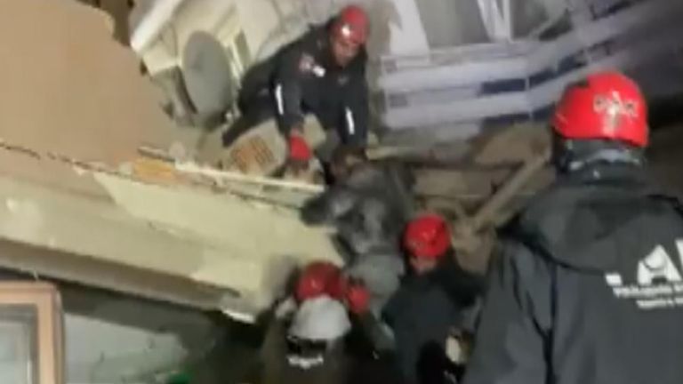 Man is rescued from rubble in Turkey