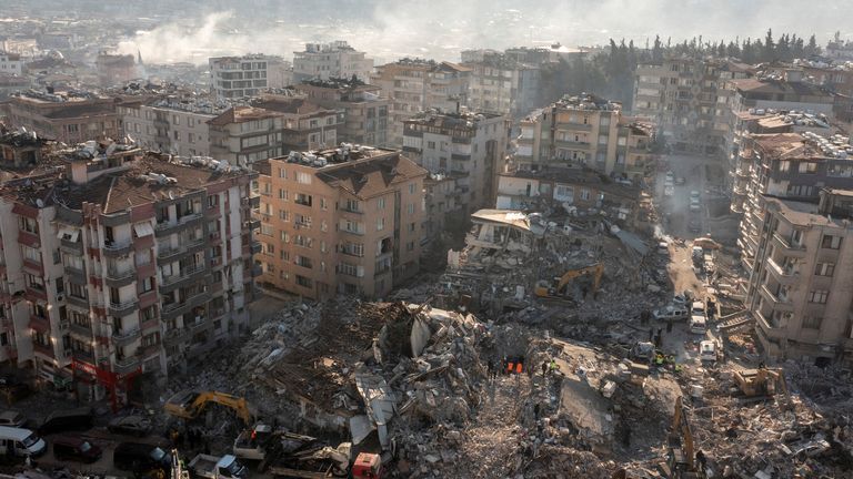 Part of the devastation in Hatay province. Pic: AP