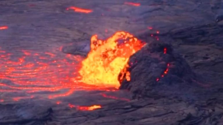Crater on Kilauea erupts
