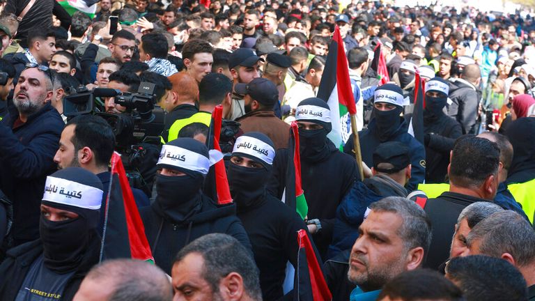 Hundreds of Palestinian students protesting against the &#39;political security&#39; meeting hosted by Jordan Pic: AP 