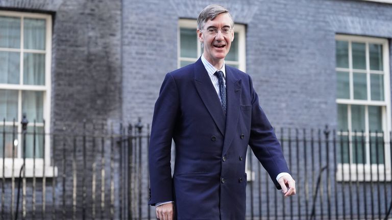 Jacob Rees-Mogg seen in Downing Street.  photo.  PA