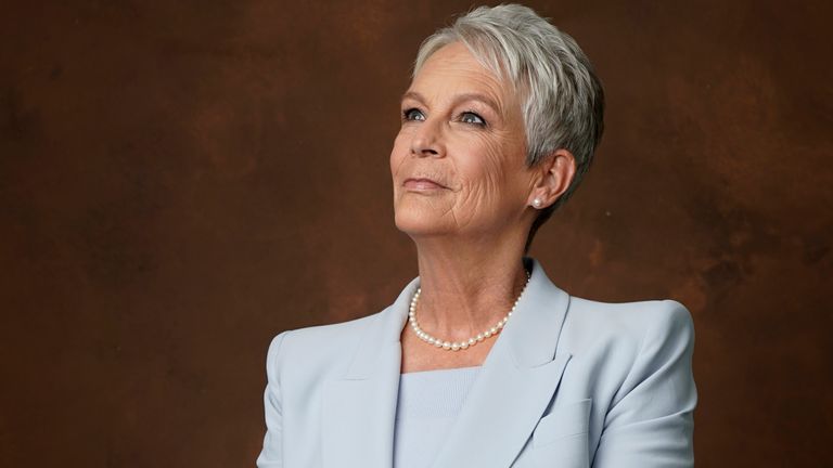 Jamie Lee Curtis poses for a portrait at the 95th Academy Awards Nominees Luncheon on Monday, Feb. 13, 2023, at the Beverly Hilton Hotel in Beverly Hills, Calif. (AP Photo/Chris Pizzello)