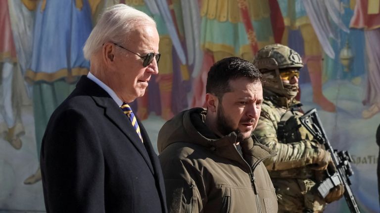 US President Joe Biden visits Kyiv as he says Putin 'thought he could  outlast us' | World News | Sky News