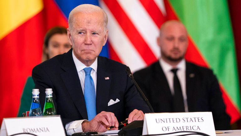 President Joe Biden met with the leaders of the Bucharest Nine today. Pic: AP