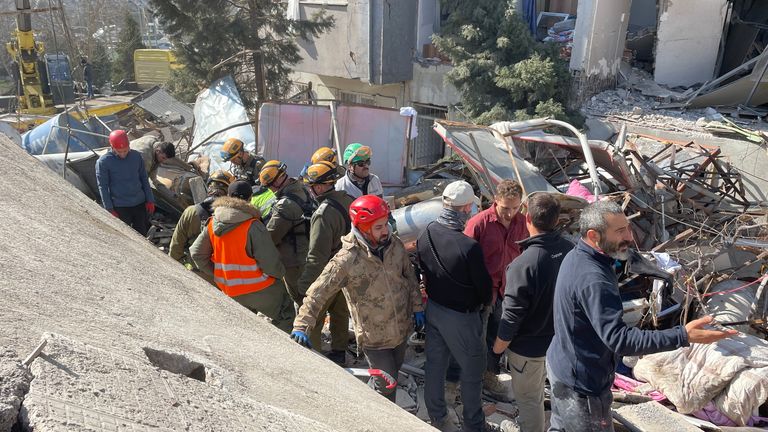 The scene in Kahramanmarsh., Turkey following the Earthquake
 