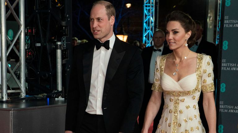 Britain's Kate, Duchess of Cambridge, right, and Prince William arrive at the British Academy Film Awards in London, Sunday, Feb. 2, 2020. (Photo: Vianney Le Caer/Invision/AP)