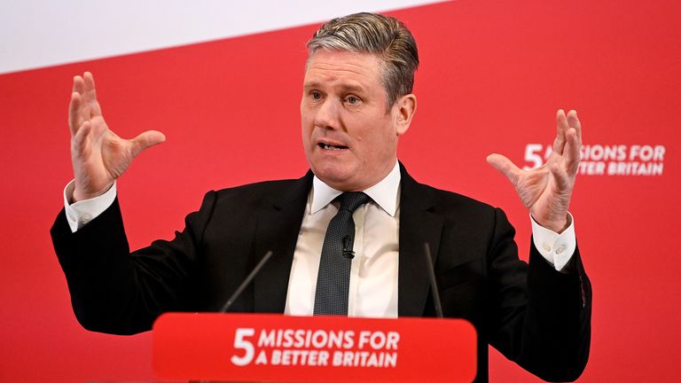 Leader of the Labour Party Keir Starmer speaks at an event in London 