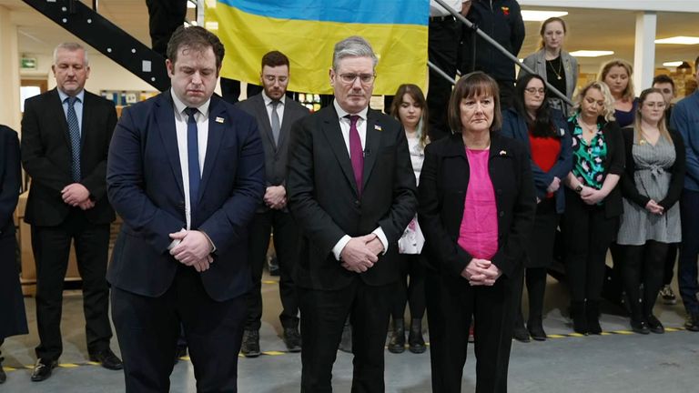 Keir Starmer during the minutes silence for Ukraine  