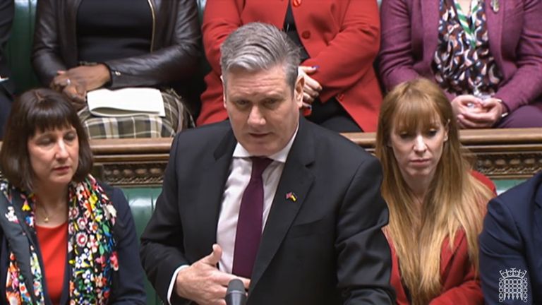 Labour leader Keir Starmer speaks during Prime Minister&#39;s Questions in the House of Commons, London. Picture date: Wednesday February 22, 2023.
