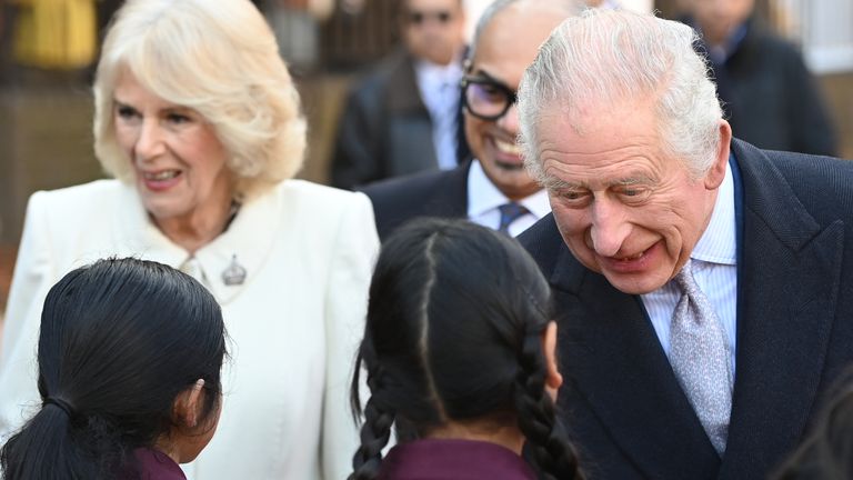 King Charles III and the Queen Consort during a visit to Brick Lane in east London