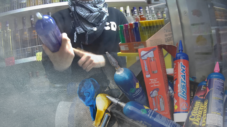 Sky News investigated the sale of large laughing gas canisters in shops