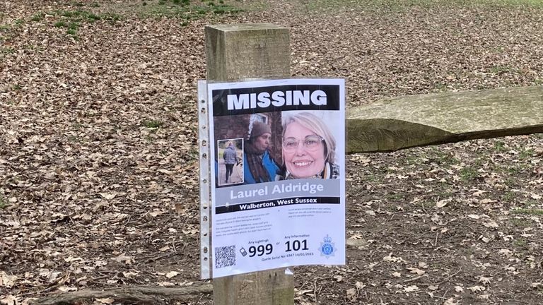 Signs at Slindon Cricket Club in Arundel, West Sussex, where Laurel Aldridge, 62, was last seen on February 14. The sister-in-law of The Office star Mackenzie Crook, has been missing since Tuesday February 14. Picture date: Tuesday February 21, 2023.