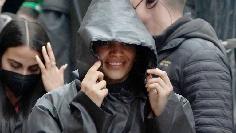 Actor Leslie Grace on set in Glasgow, for what is believed to be the film set of the new Batgirl movie. Picture date: Wednesday January 12, 2022.