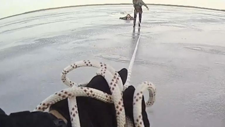 Man rescued from frozen lake in Lithuania
