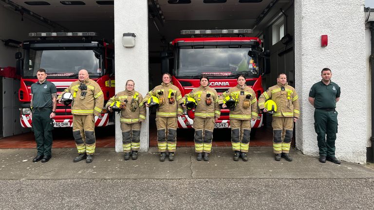 Minute&#39;s silence at Dumfries Fire Station, in memory of Barry Martin who died while fighting a fire at Edinburgh&#39;s historic Jenners building.