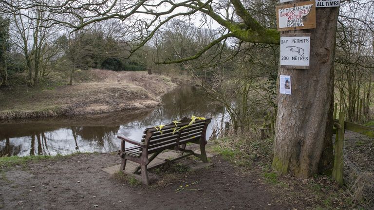 Ribbons left on a bench in St Michael&#39;s on Wyre, Lancashire, as police continue their search for missing woman Nicola Bulley, 45, who was last seen on the morning of Friday January 27, when she was spotted walking her dog along a footpath by the River Wyre, after dropping her daughters, aged six and nine, at school. Picture date: Sunday February 19, 2023.