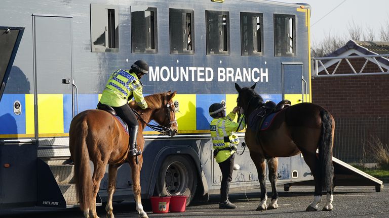 Mounted police in Knott End-on-Sea take part in the search for missing woman Nicola Bulley
