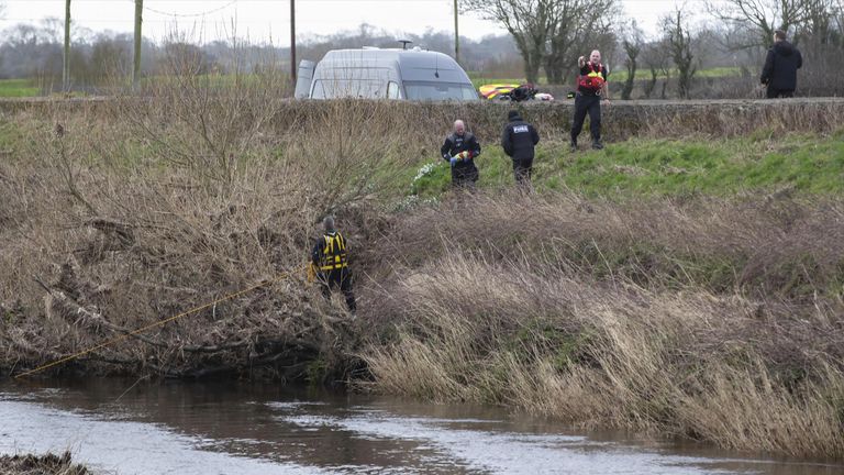 Police searching the River Wyre as they look for missing Nicola Bulley. 19/02/2023. PA Ingest.