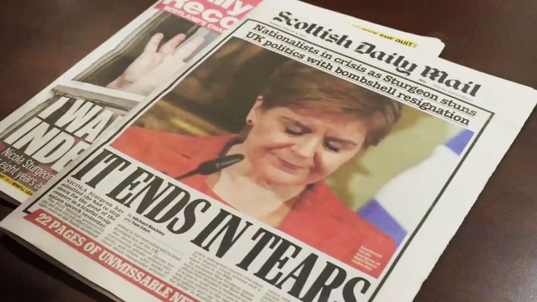 Nicola Sturgeon stepping down dominates the headlines in Scotland