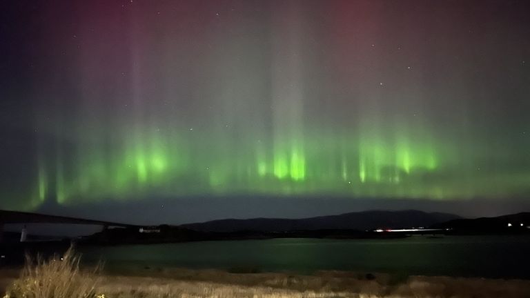 Handout photo taken with permission from the Twitter feed of @mrmcgrath12 of the Northern Lights over Kyleakin on the Isle of Skye. Issue date: Monday February 27, 2023.