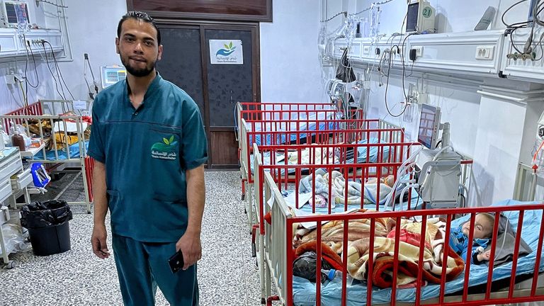 A nurse with babies at the Shams hospital 