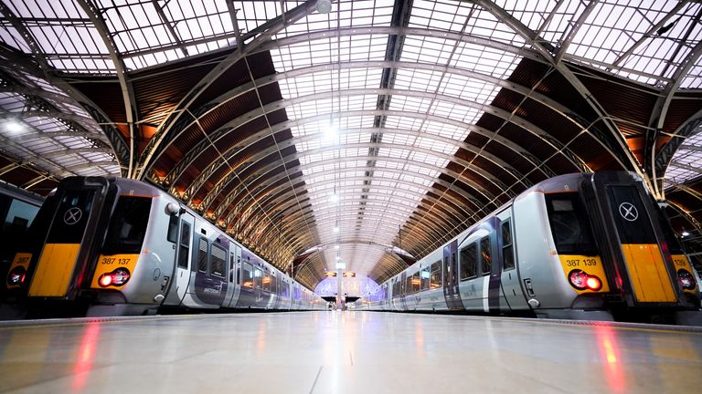Empty platforms at Paddington station in London during strike action. Pic: PA