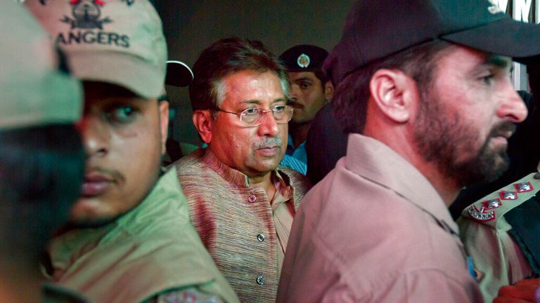 Pervez Musharraf pictured following an anti-terrorism court in Islamabad, Pakistan, in 2013