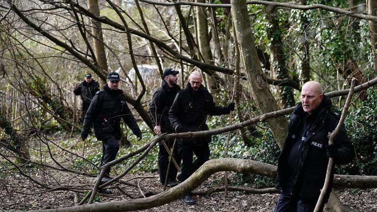 Police search teams are scouring a wooded area off Golf Drive in Brighton, where an urgent search operation is underway to find Constance Marten's missing baby, who has not received medical attention since she was born in early January 