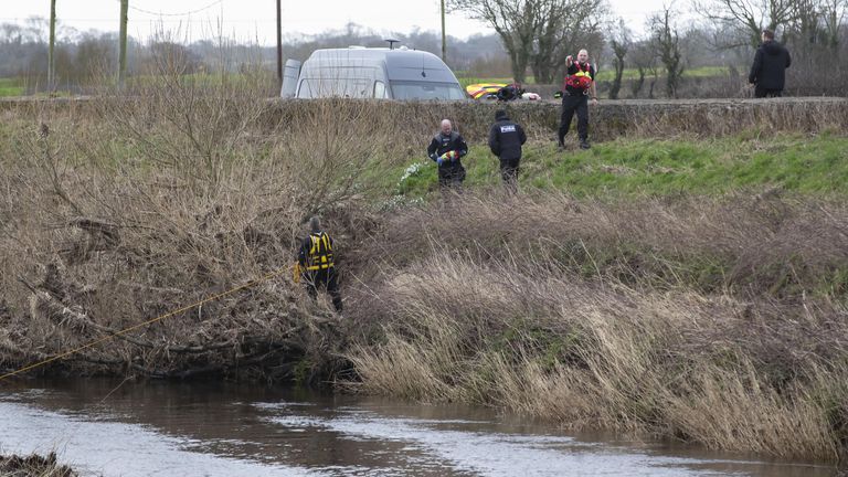 A police diving team at the River Wyre near St Michael&#39;s on Wyre, Lancashire, as police continue their search for missing woman Nicola Bulley, 45, who was last seen on the morning of Friday January 27, when she was spotted walking her dog nearby, on a footpath along the River Wyre, after dropping her daughters, aged six and nine, at school. Picture date: Sunday February 19, 2023.