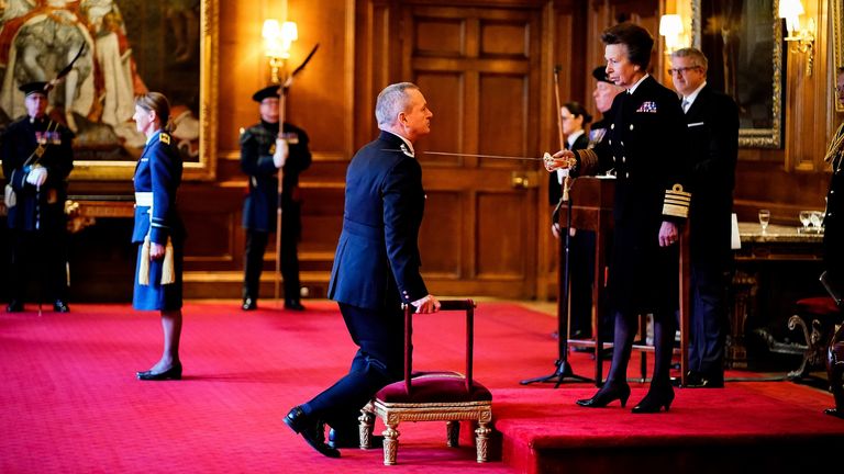 Sir Iain Livingstone, Chief Constable of Police Scotland, is made a Knight Bachelor by the Princess Royal at the Palace of Holyroodhouse. The honour recognises services to policing and the public during an investiture ceremony at Palace of Holyroodhouse, Edinburgh. Picture date: Wednesday January 18, 2023.