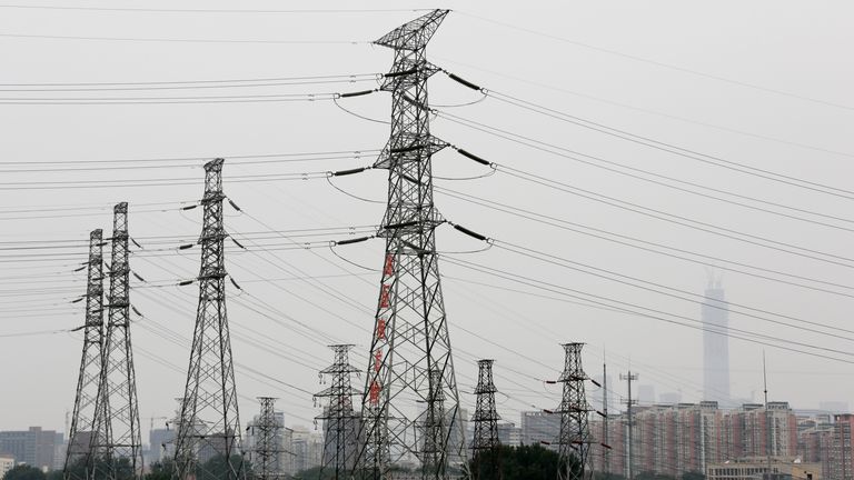 Power lines in Beijing. Pic: AP