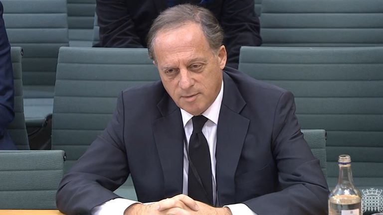Richard Sharp appearing before the Commons Digital, Culture, Media and Sport Committee