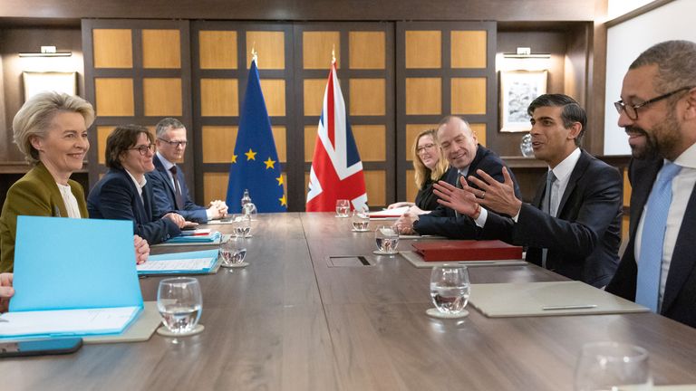 The Prime Minister Rishi Sunak welcomes the President of the European Commission Ursula von der Leyen to Windsor to discuss the Northern Ireland talks. Picture by Simon Walker / No 10 Downing Street

