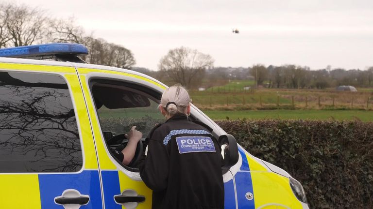 A police helicopter has been hovering above the River Wyre