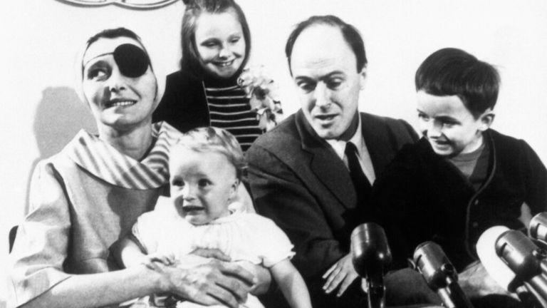 Dahl seen with his wife, actress Patricia Neal and their children Tessa, Theo and Ophelia in 1965 Pic: AP 