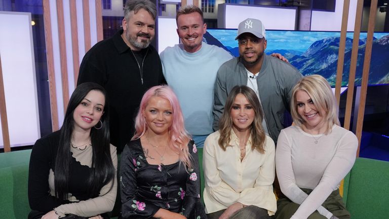 S Club 7 are reuniting: (L-R)Tina Barrett, Paul Cattermole, Hannah Spearritt, Jon Lee, Rachel Stevens, Bradley McIntosh and Jo O&#39;Meara