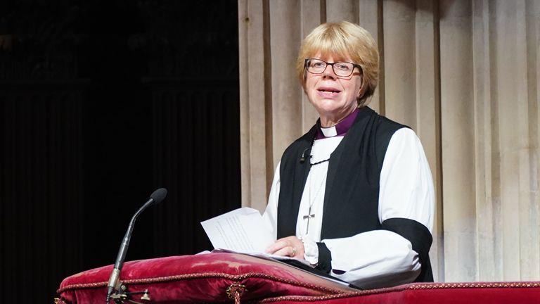 The Bishop of London Sarah Mullally speaks during the Service of Prayer and Reflection at St Paul&#39;s Cathedral, London, following the death of Queen Elizabeth II on Thursday. Picture date: Friday September 9, 2022.