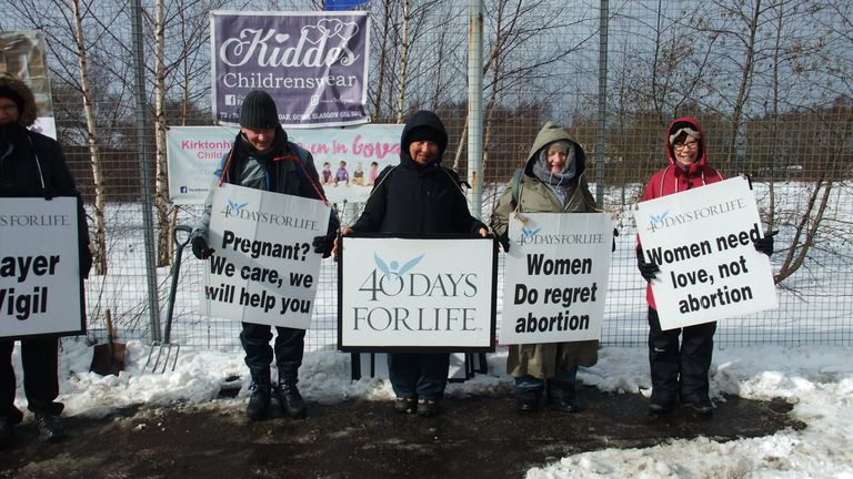 Members of 40 Days for Life at a previous Glasgow vigil. Pic: 40 Days for Life